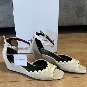 Liz Claiborne Beige Wedge Shoes